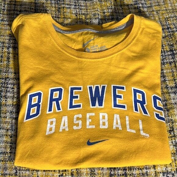 Milwaukee Brewers Baseball Yellow Nike Slim Fit Tee Size Small - Picture 9 of 10